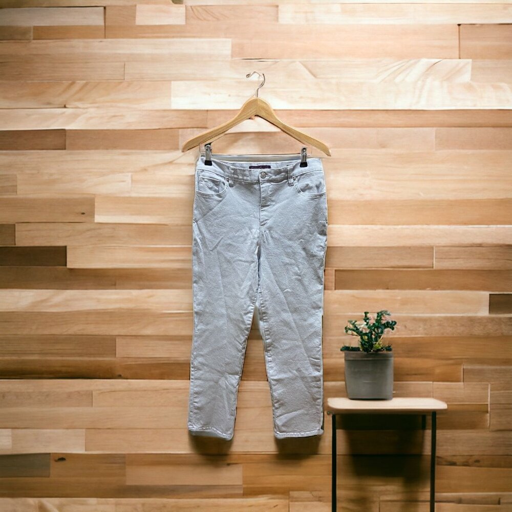 Gloria Vanderbilt Womens Blue Jeans 12 P Tapered Leg Light Wash Minimalist